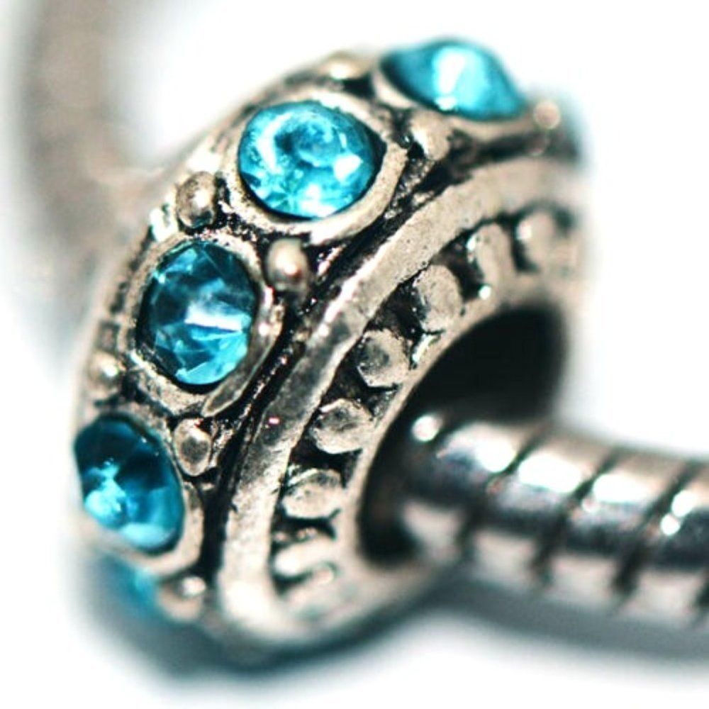 Womens Blue Crystal Charm